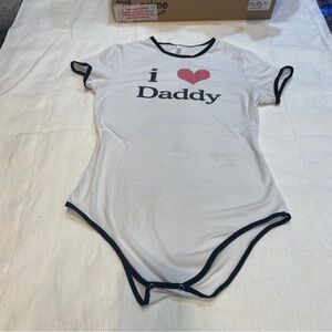 Iefiel I Love Daddy White and Black One Piece DDLG Romper L